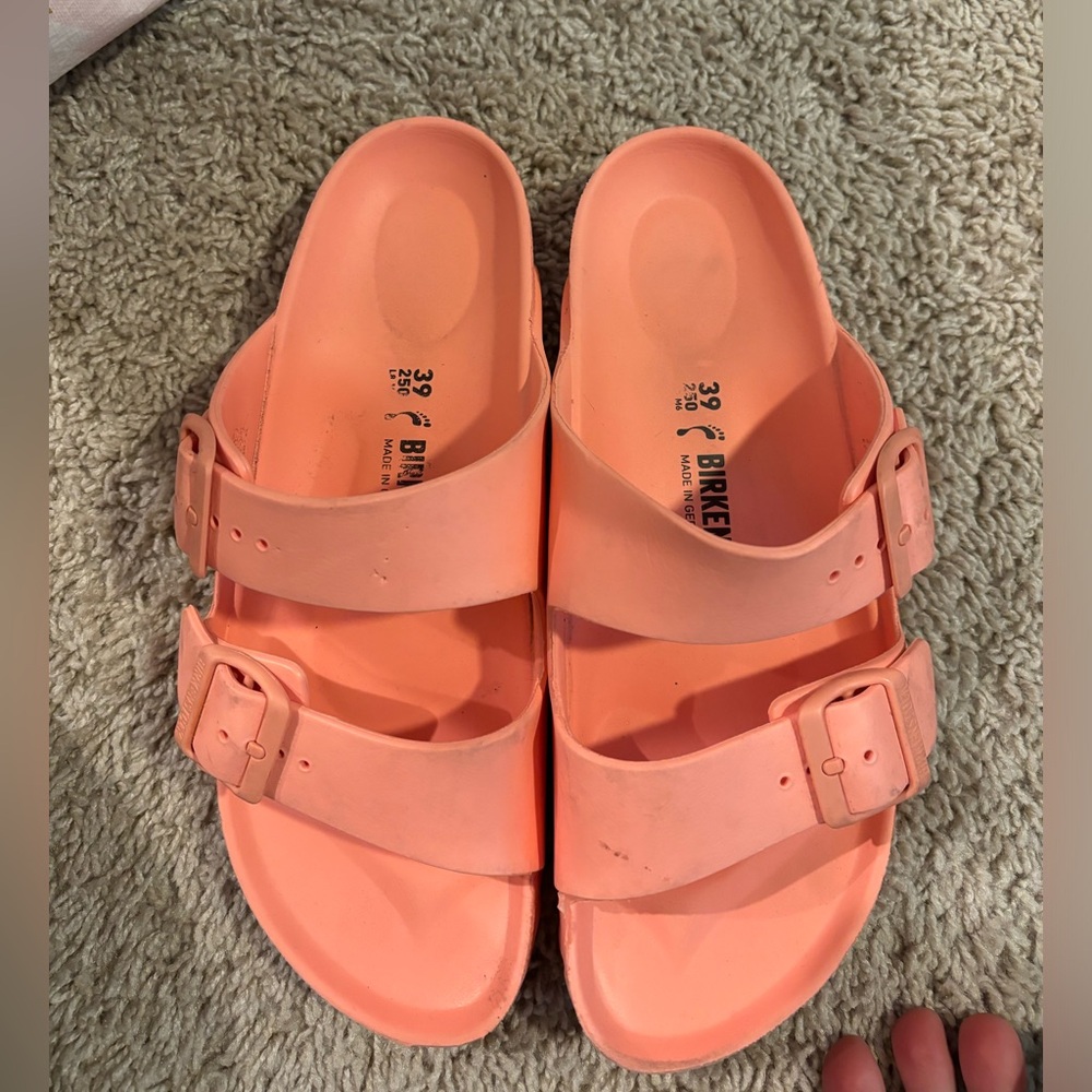 Birkenstock slides coral